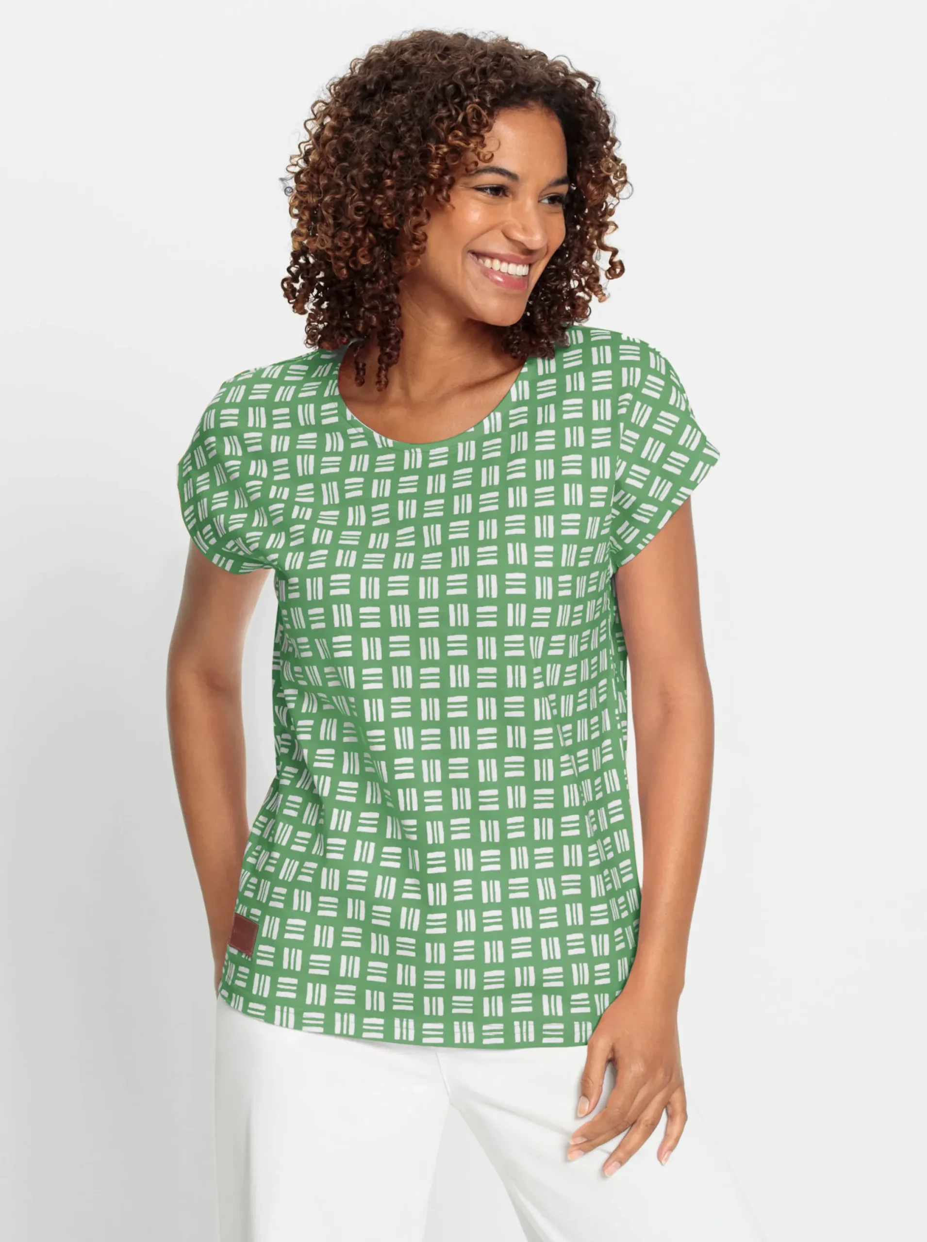 Shirts| Print-Shirt aus reiner Baumwolle apfel-ecru-bedruckt