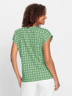 Shirts| Print-Shirt aus reiner Baumwolle apfel-ecru-bedruckt
