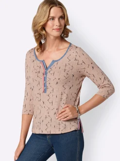 Shirts| Print-Shirt aus reiner Baumwolle rosé-blau-bedruckt