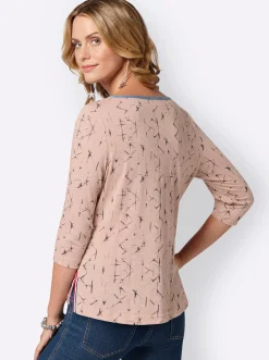 Shirts| Print-Shirt aus reiner Baumwolle rosé-blau-bedruckt