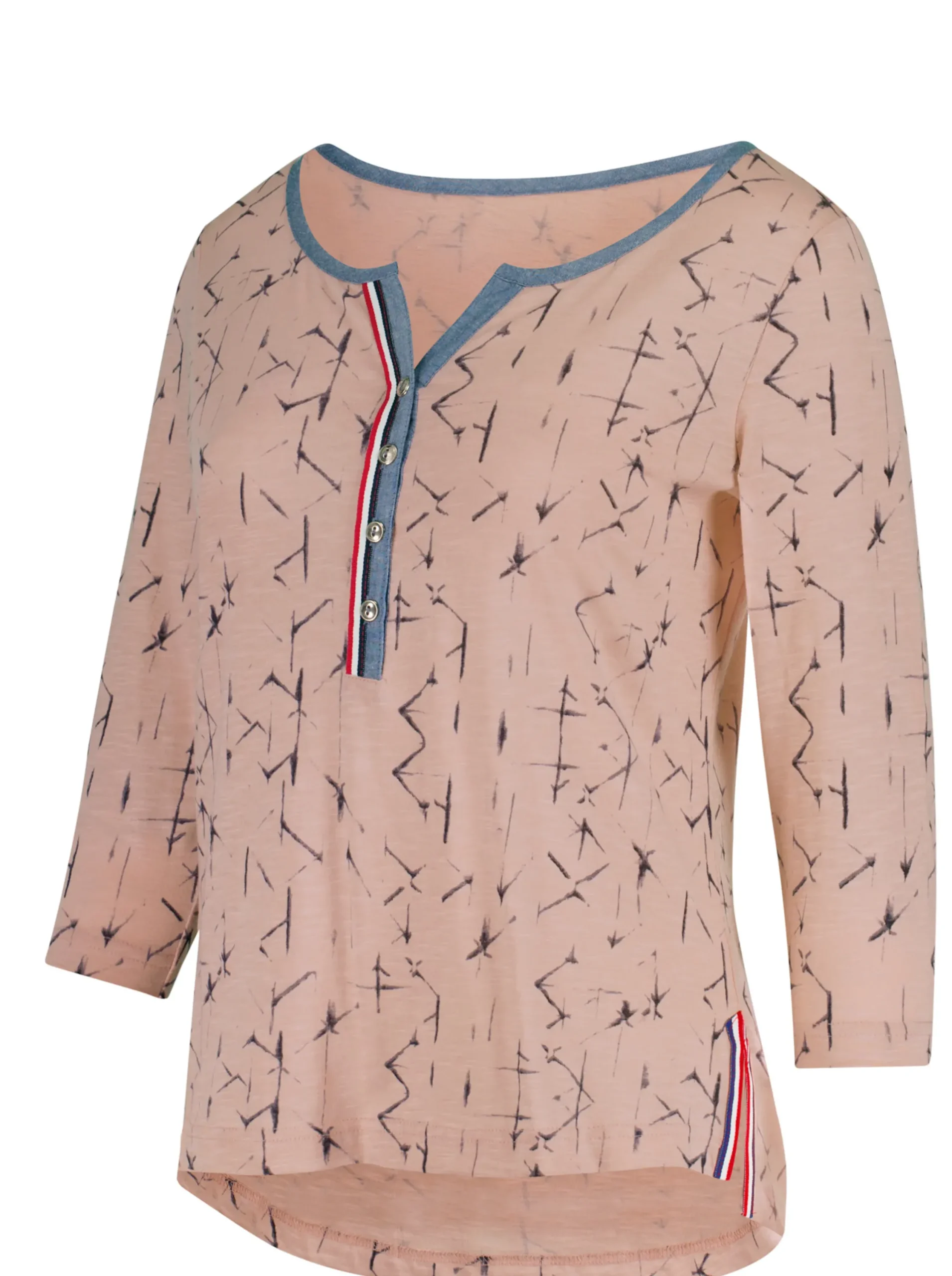 Shirts| Print-Shirt aus reiner Baumwolle rosé-blau-bedruckt