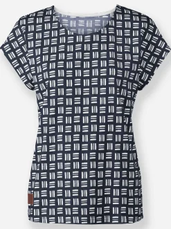 Shirts| Print-Shirt aus reiner Baumwolle marine-ecru-bedruckt