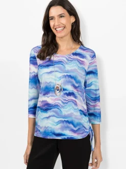 Shirts| Print-Shirt im Digitaldruck royalblau-aqua-bedruckt