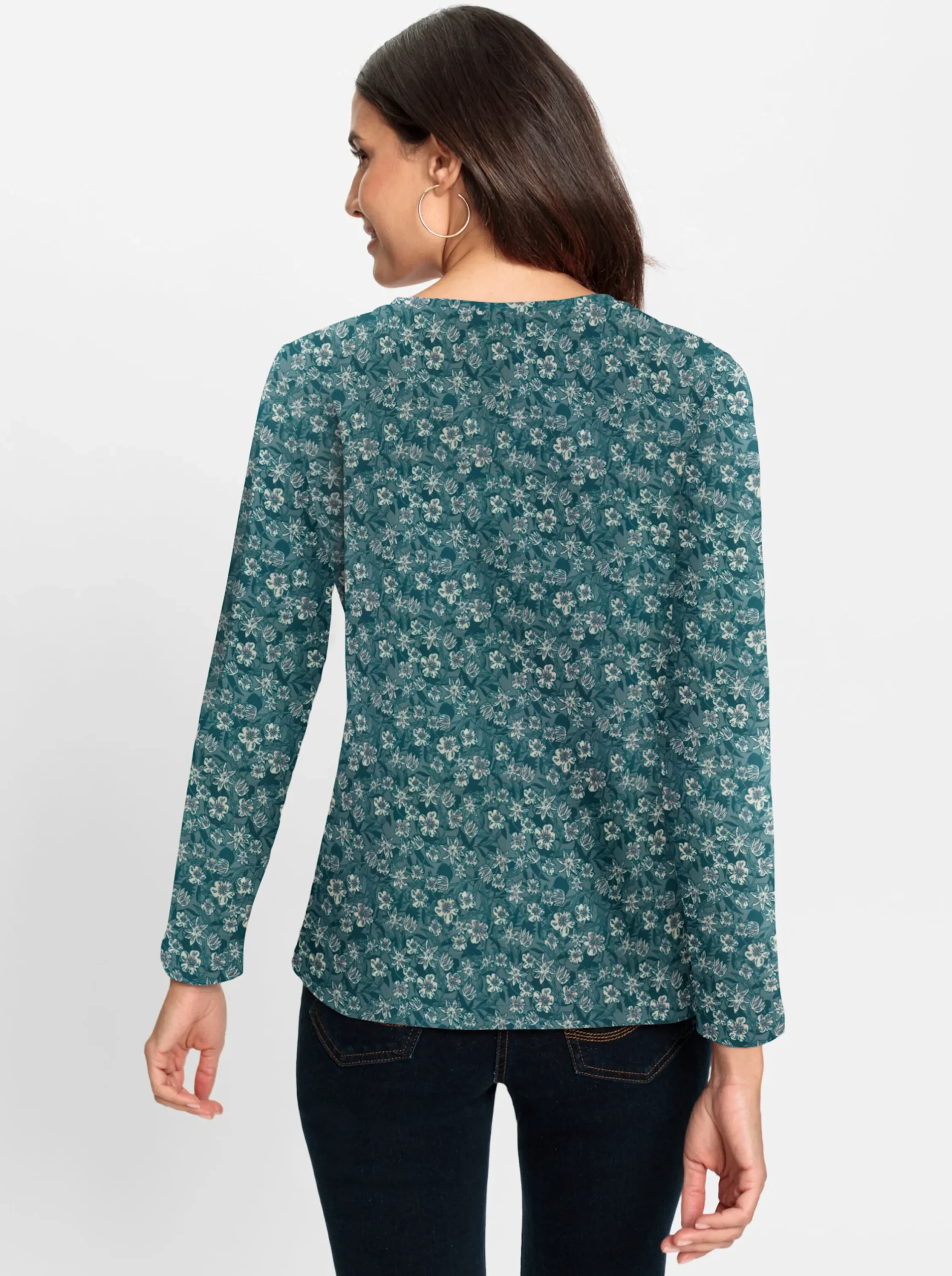 Shirts| Print-Shirt im floralen Dessin jade-bedruckt
