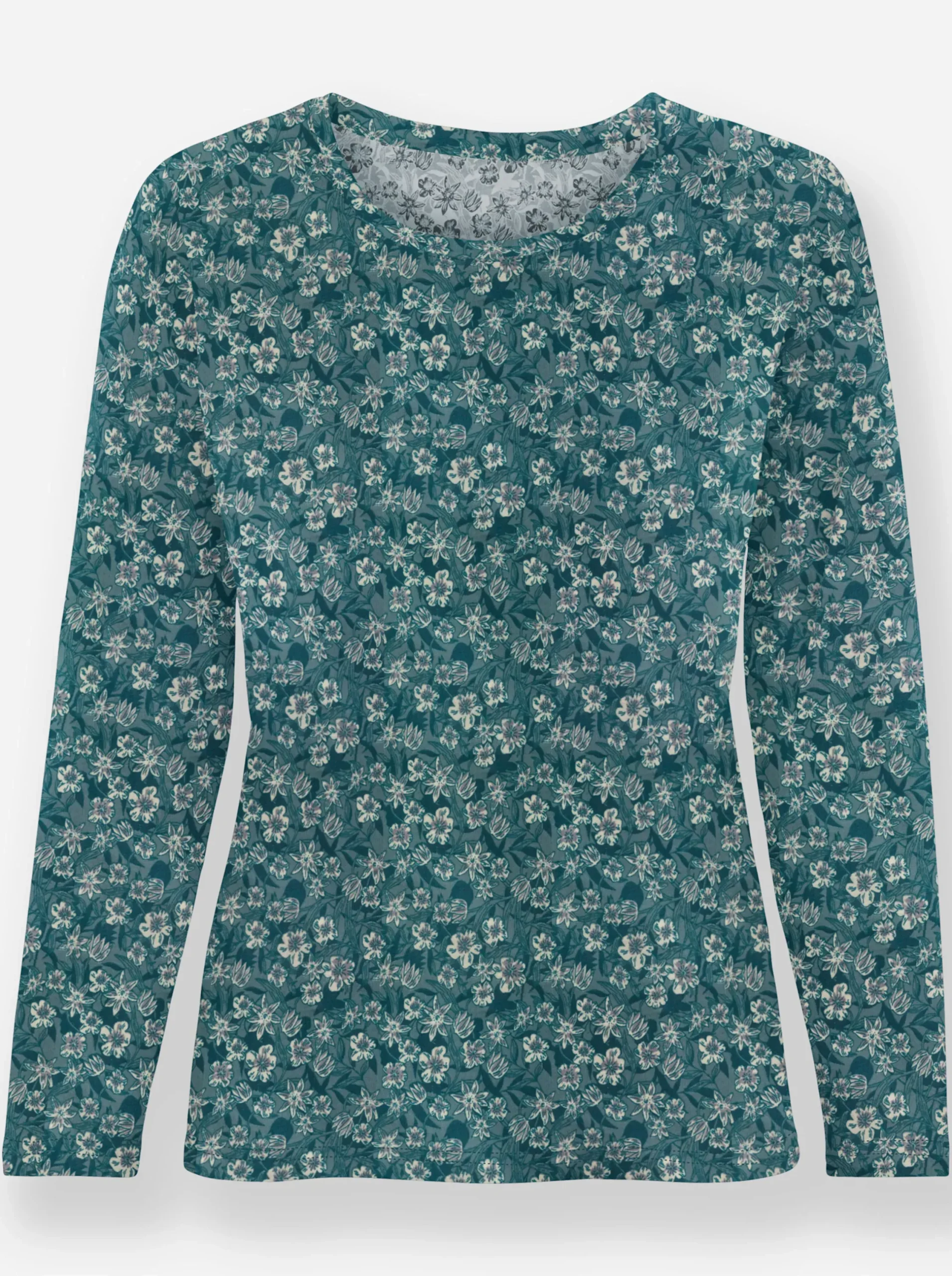 Shirts| Print-Shirt im floralen Dessin jade-bedruckt
