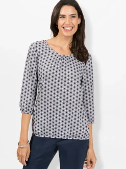 Shirts| Print-Shirt im floralen Grafik-Dessin flieder-marine-bedruckt