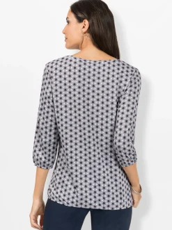 Shirts| Print-Shirt im floralen Grafik-Dessin flieder-marine-bedruckt