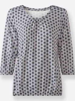 Shirts| Print-Shirt im floralen Grafik-Dessin flieder-marine-bedruckt