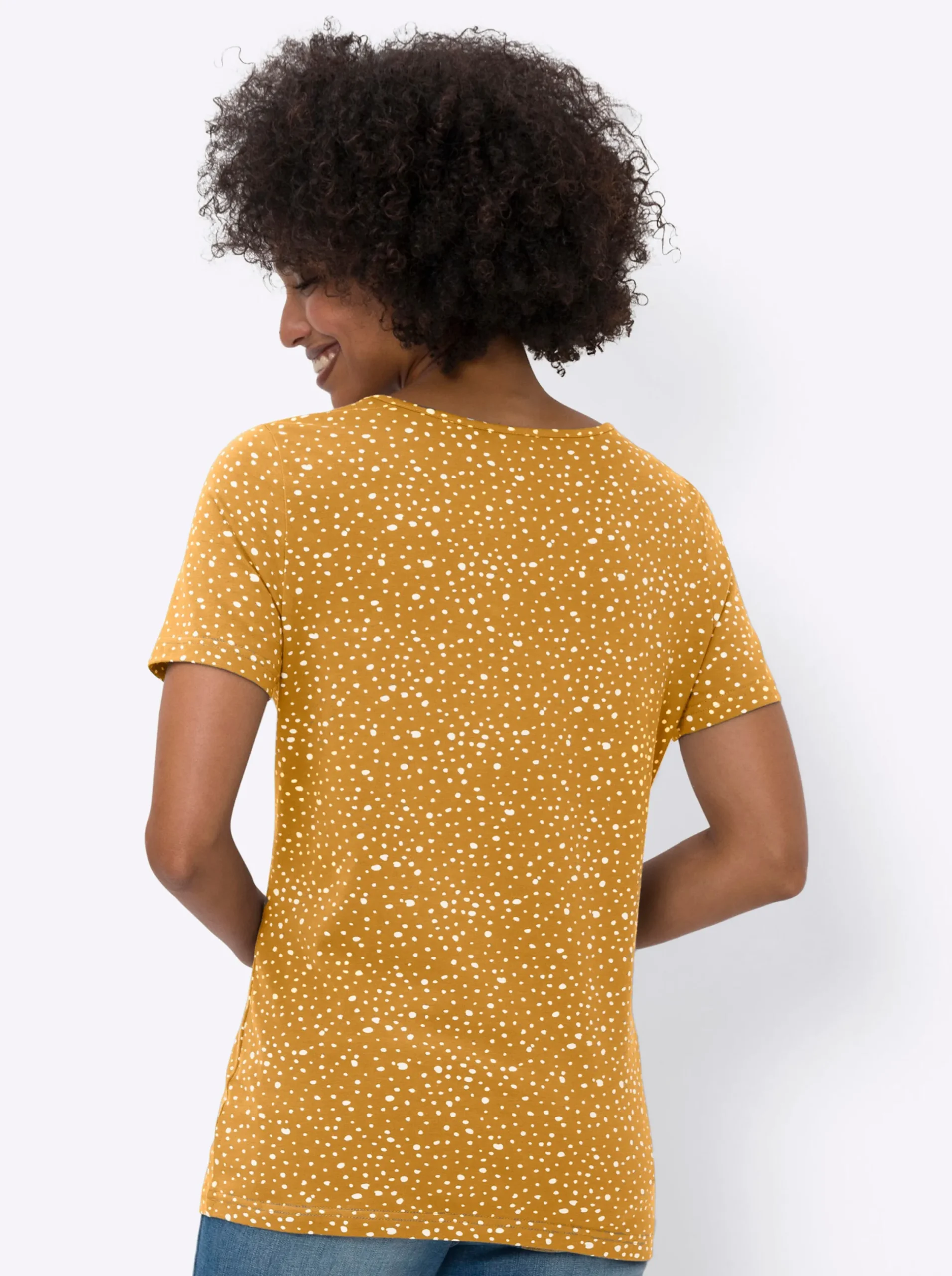 Shirts|heine Print-Shirt mit Cut-out-Effekten ocker-ecru-bedruckt