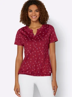 Shirts| Print-Shirt mit elastischem Saum kirsche-weiß-bedruckt