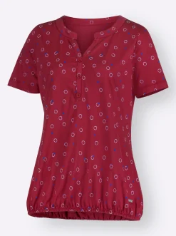 Shirts| Print-Shirt mit elastischem Saum kirsche-weiß-bedruckt