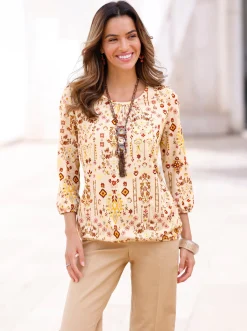 Shirts| Print-Shirt mit Ethno-Druck camel-bedruckt