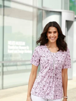 Shirts| Print-Shirt mit Falte vorne hellrosé-hellgrau-bedruckt