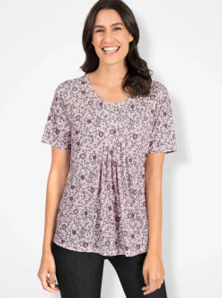 Shirts| Print-Shirt mit Falte vorne hellrosé-hellgrau-bedruckt