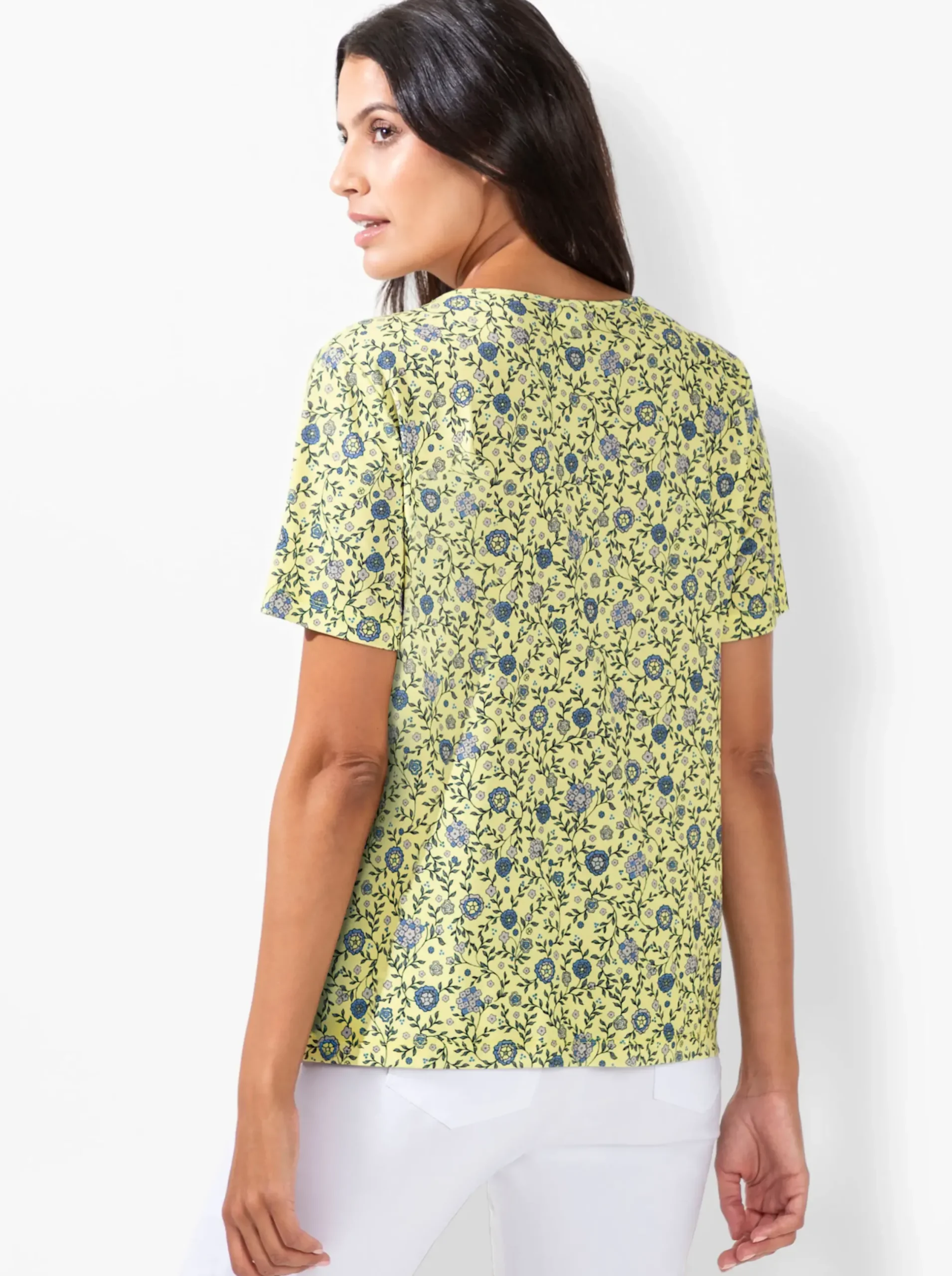 Shirts| Print-Shirt mit Falte vorne zitrone-jeansblau-bedruckt