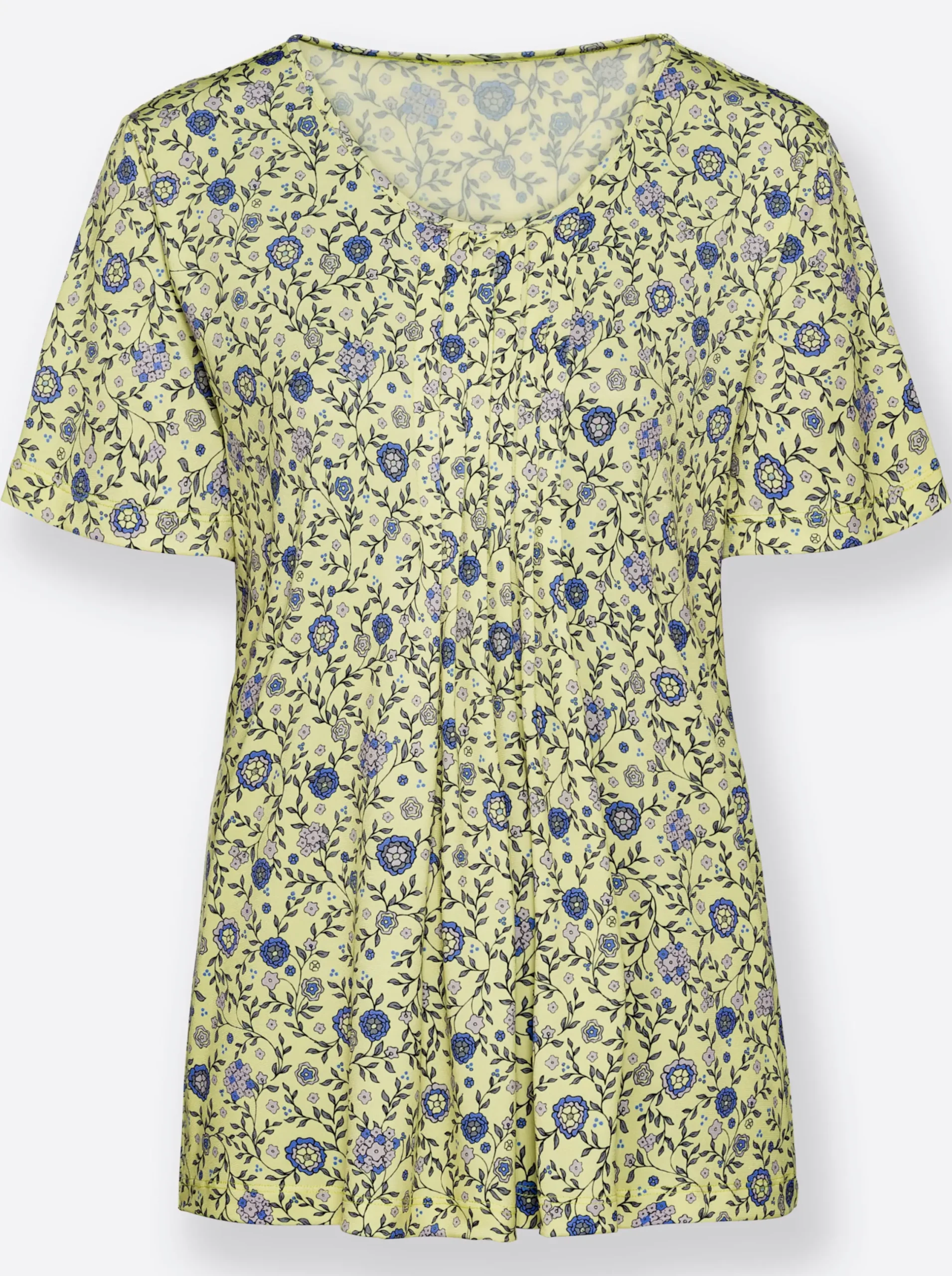 Shirts| Print-Shirt mit Falte vorne zitrone-jeansblau-bedruckt