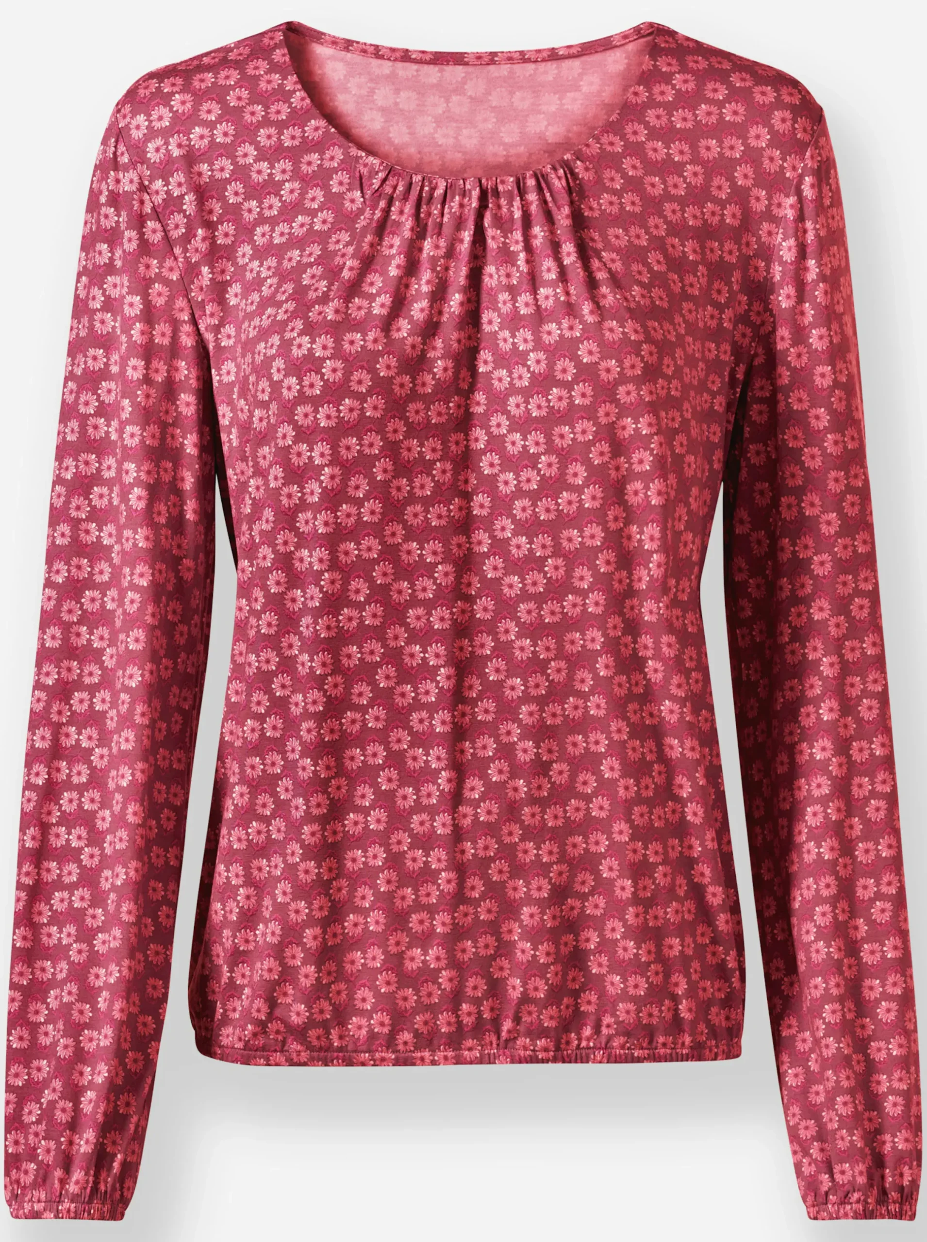 Shirts| Print-Shirt mit Gummizug an Ärmeln und Saum kirsche-koralle-bedruckt