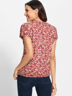 Shirts| Print-Shirt mit Gummizug am Saum erdbeere-lindgrün-bedruckt