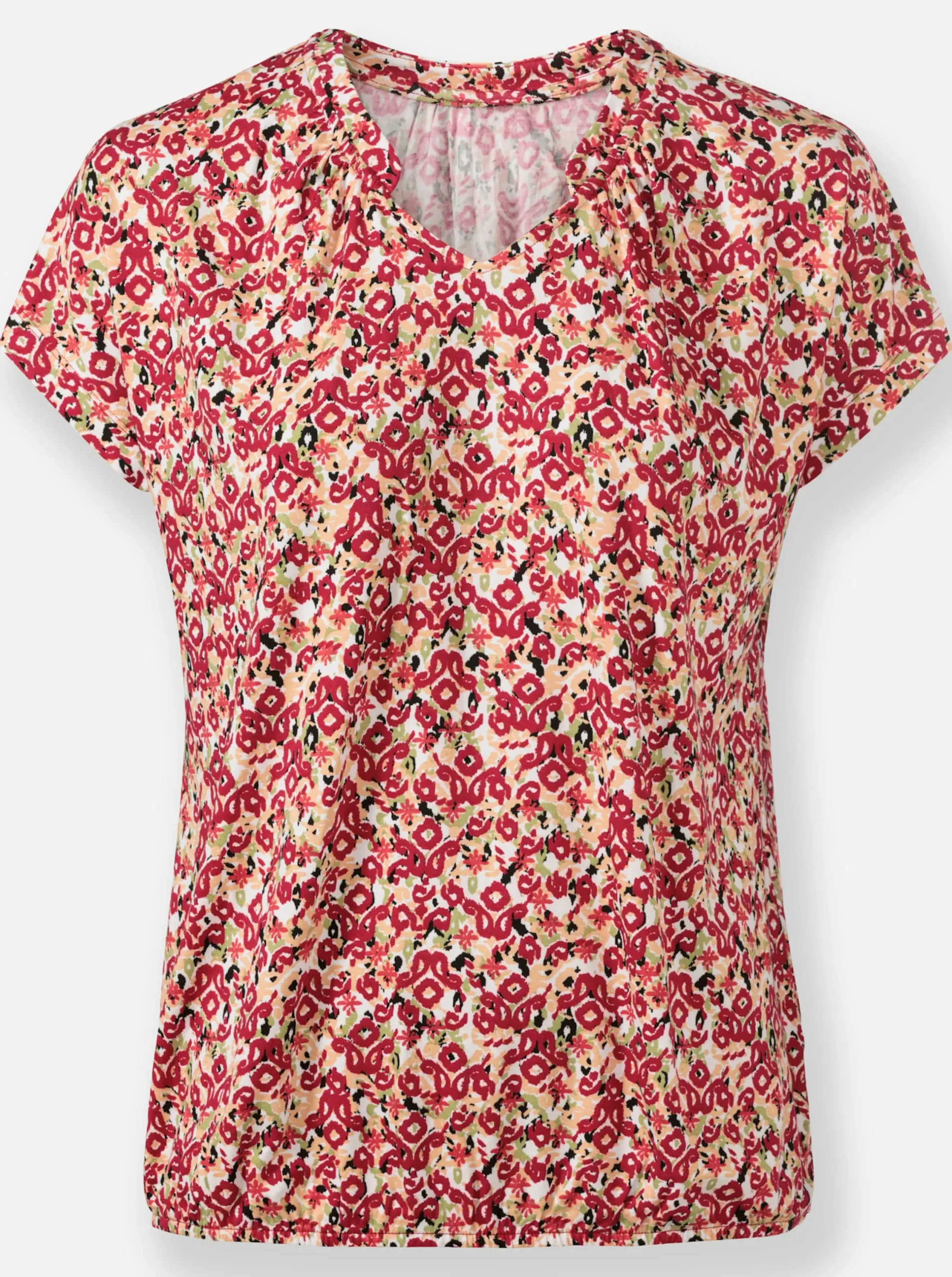 Shirts| Print-Shirt mit Gummizug am Saum erdbeere-lindgrün-bedruckt