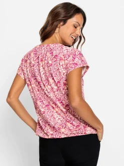 Shirts| Print-Shirt mit Raffung erika-papaya-bedruckt