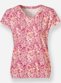 Shirts| Print-Shirt mit Raffung erika-papaya-bedruckt