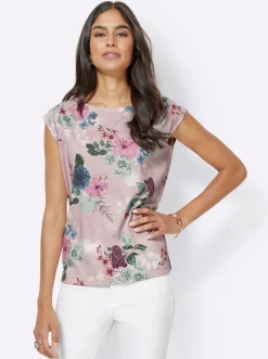 Shirts| Print-Shirt mit weitem Rundhals-Ausschnitt rosé-bedruckt
