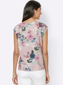 Shirts| Print-Shirt mit weitem Rundhals-Ausschnitt rosé-bedruckt