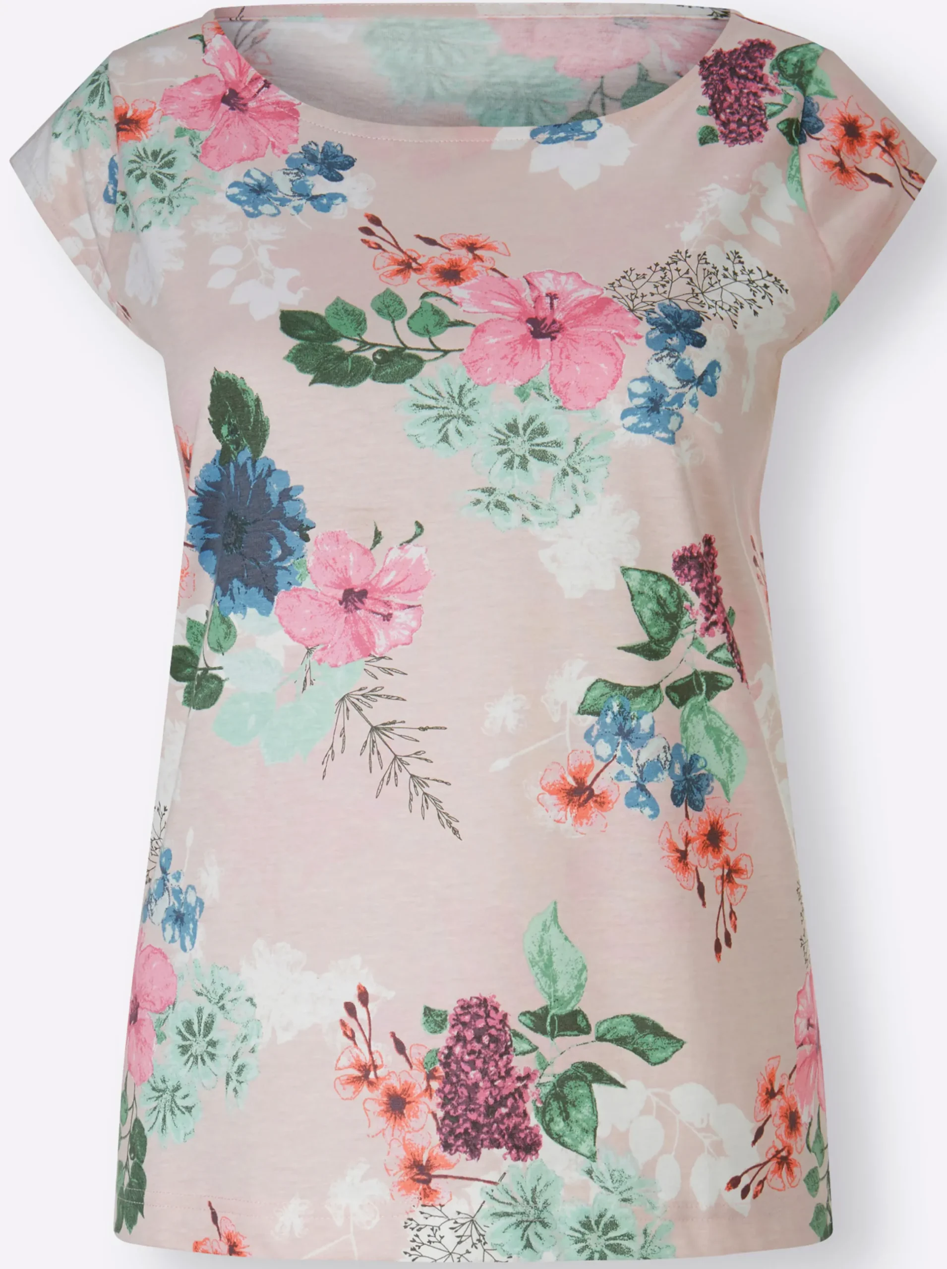Shirts| Print-Shirt mit weitem Rundhals-Ausschnitt rosé-bedruckt