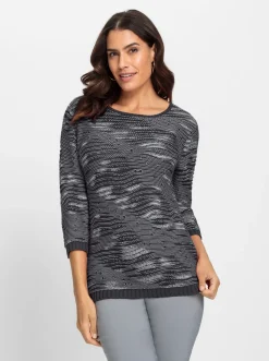 Pullover| Pullover schwarz-gemustert
