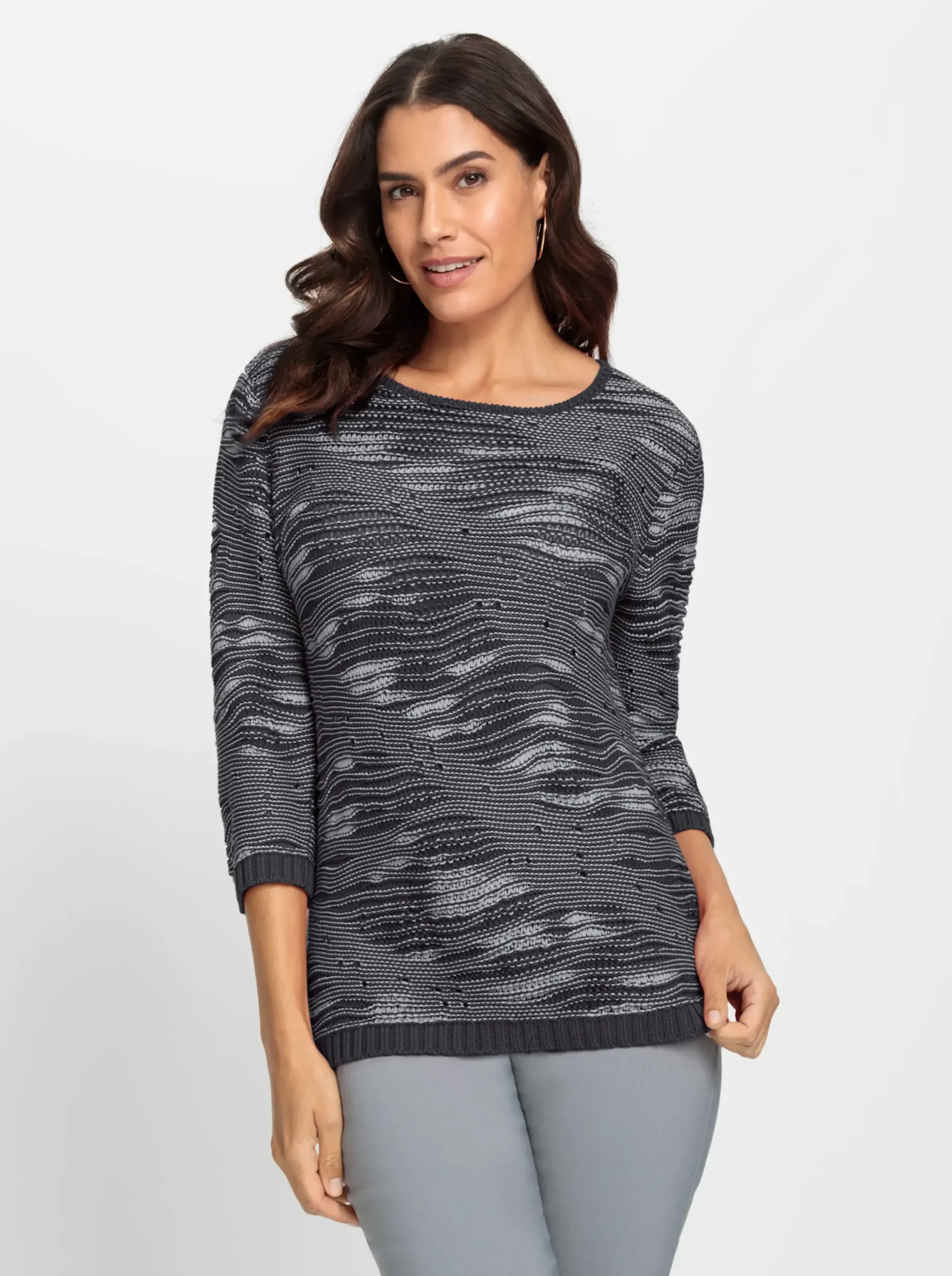 Pullover| Pullover schwarz-gemustert