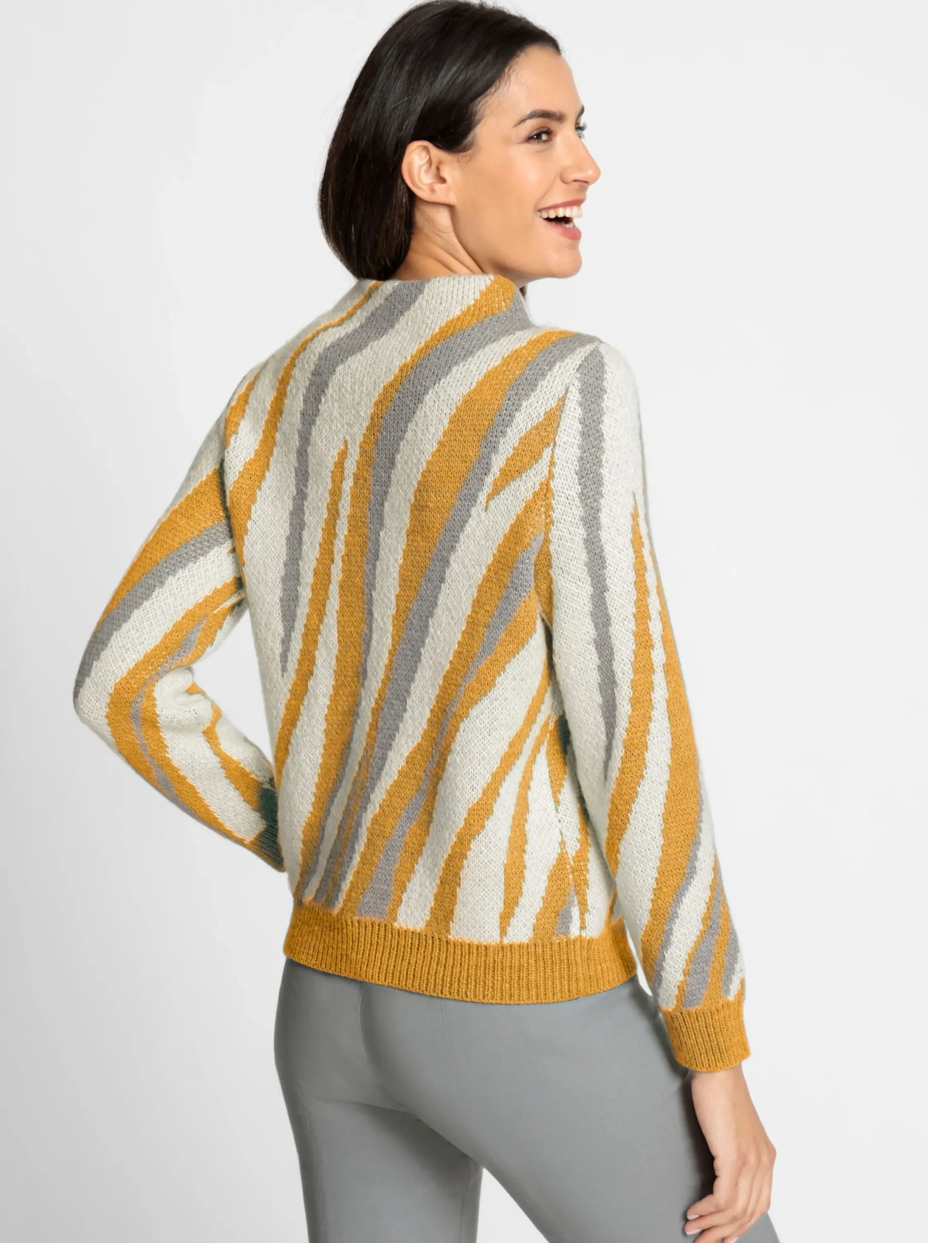 Pullover| Pullover ocker-champagner-gemustert