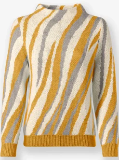 Pullover| Pullover ocker-champagner-gemustert
