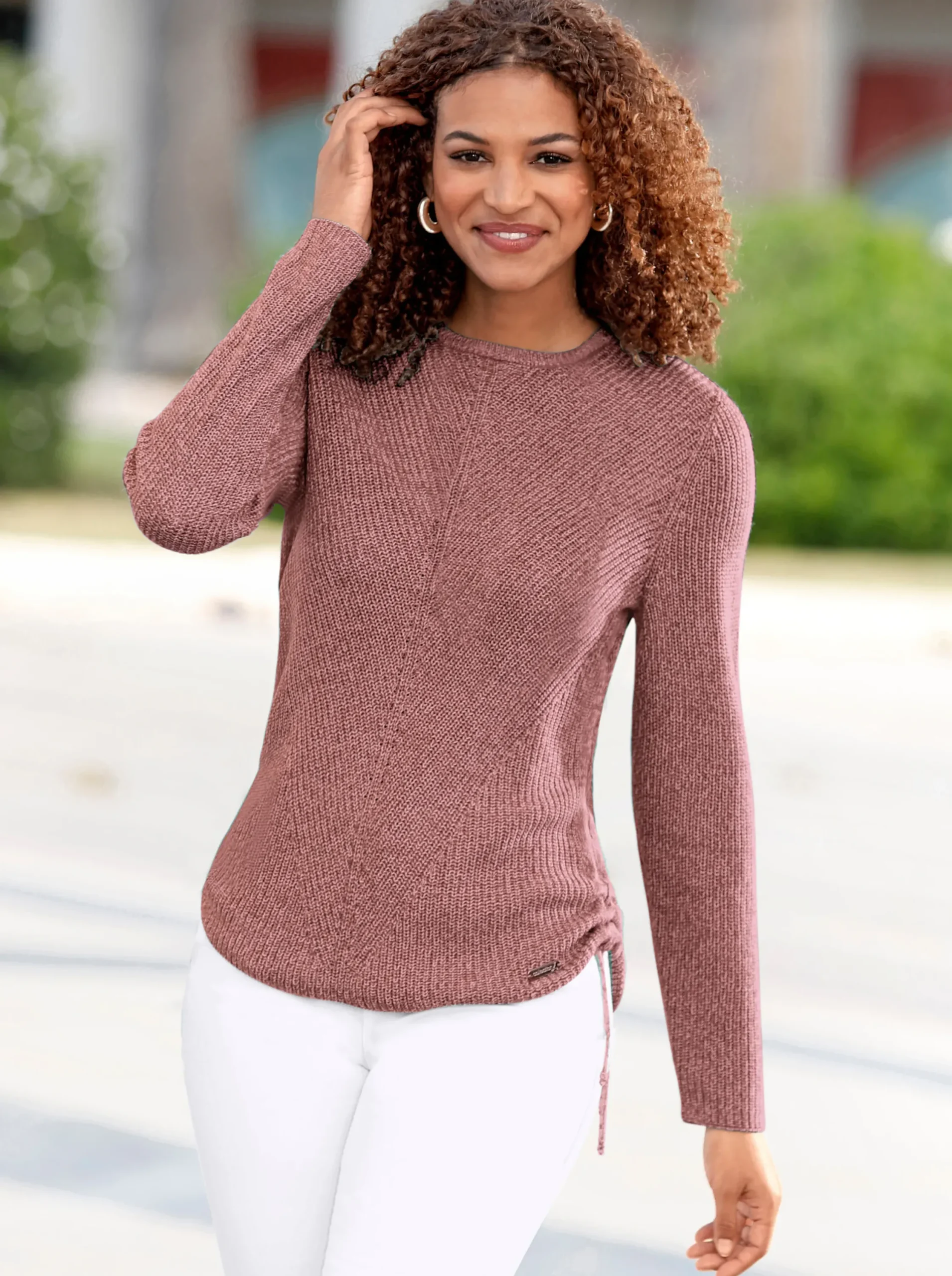 Pullover| Pullover rosenholz-ecru-meliert