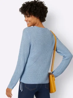 Pullover| Pullover eisblau-ecru-meliert