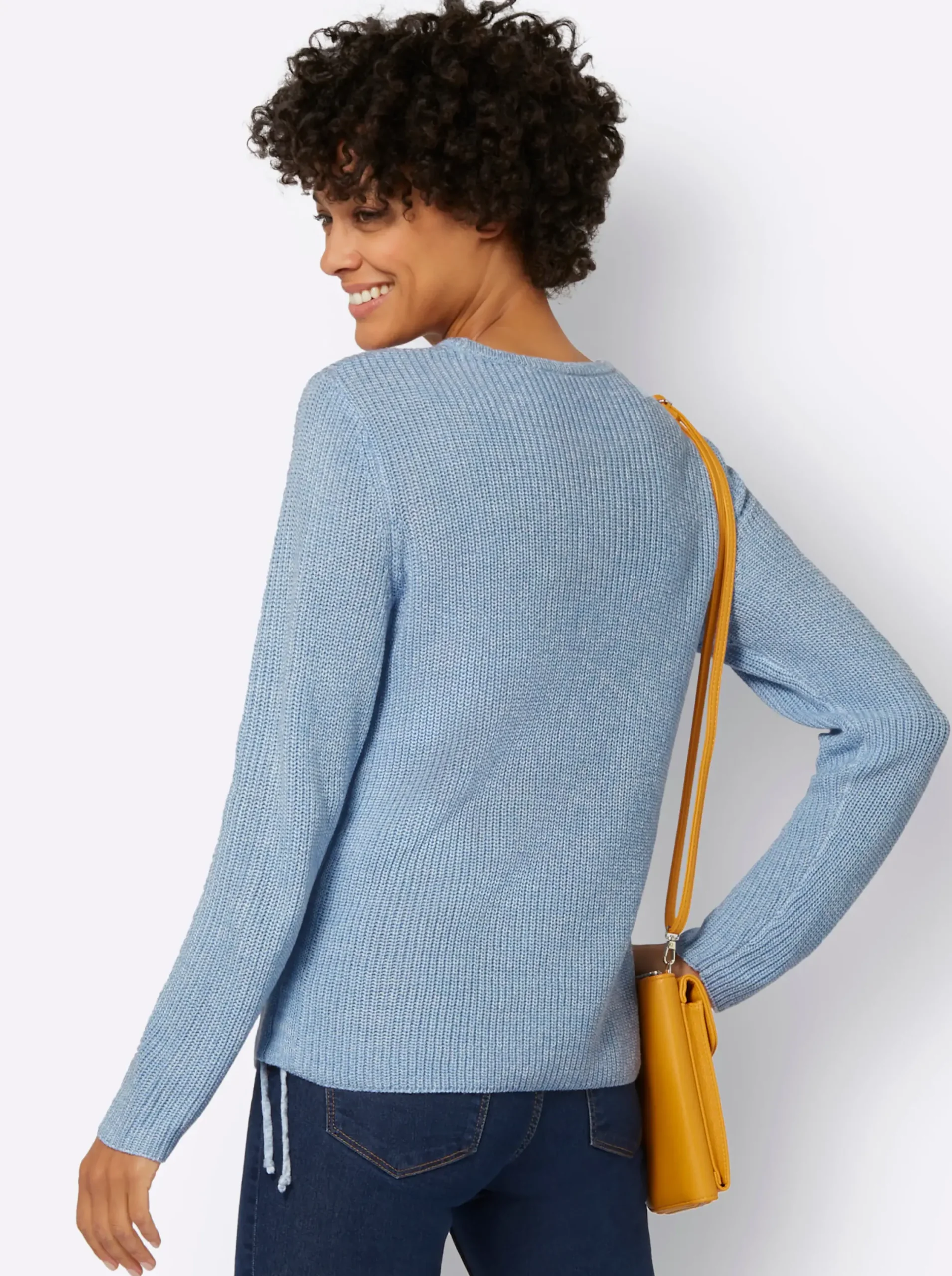 Pullover| Pullover eisblau-ecru-meliert