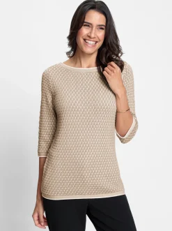 Pullover| Pullover beige-ecru-gemustert
