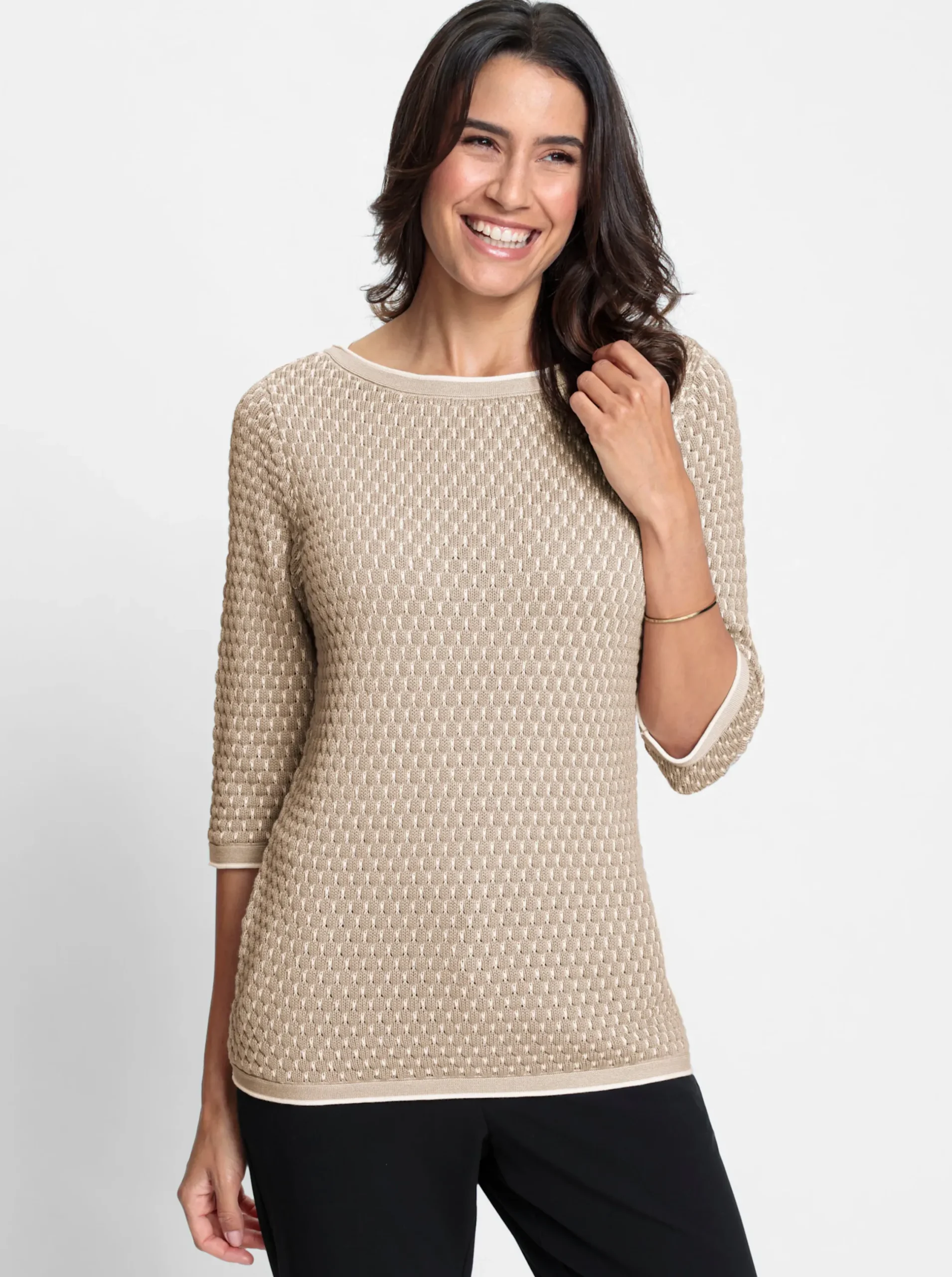 Pullover| Pullover beige-ecru-gemustert