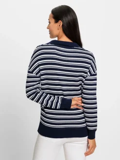 Pullover|heine Pullover marine-ecru-gemustert