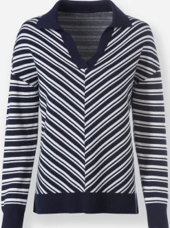 Pullover|heine Pullover marine-ecru-gemustert