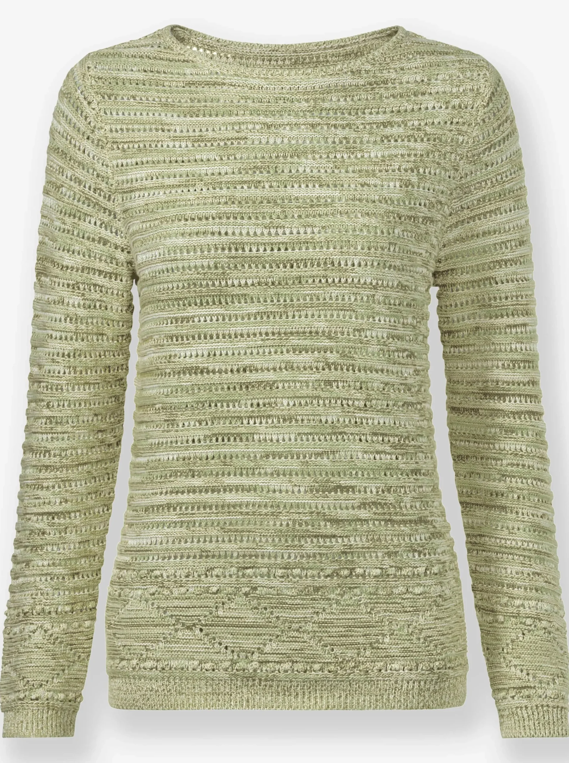 Pullover| Pullover aus mehrfarbigem Melange-Garn ecru-lindgrün-meliert