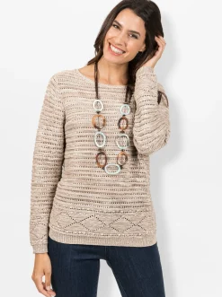 Pullover| Pullover aus mehrfarbigem Melange-Garn ecru-sesam-meliert