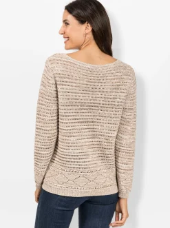 Pullover| Pullover aus mehrfarbigem Melange-Garn ecru-sesam-meliert