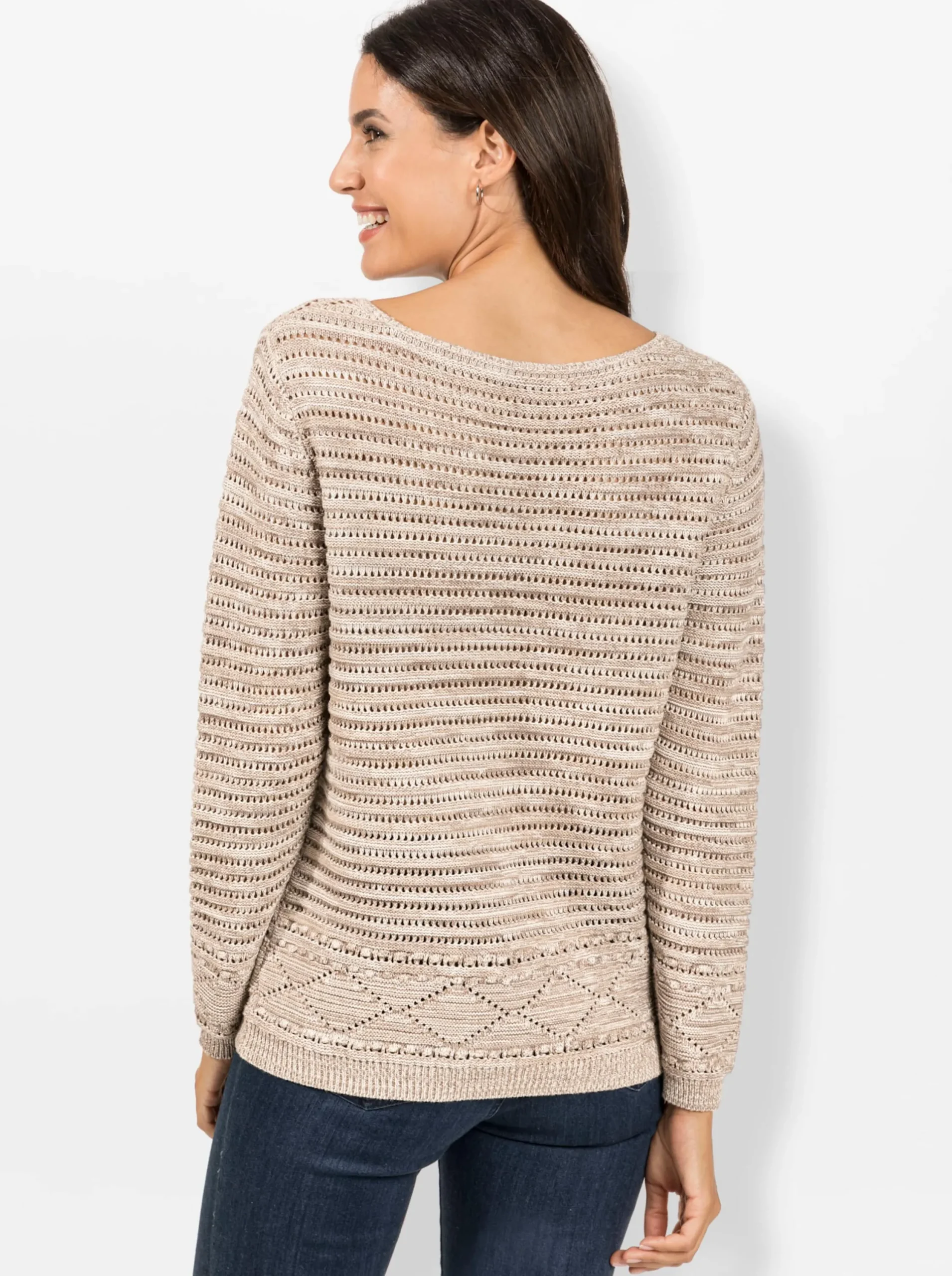 Pullover| Pullover aus mehrfarbigem Melange-Garn ecru-sesam-meliert