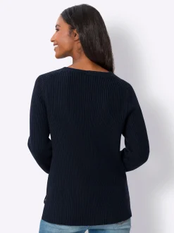 Pullover|heine Pullover im Rippenstrick marine
