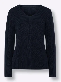 Pullover|heine Pullover im Rippenstrick marine