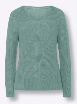 Pullover|heine Pullover im Rippenstrick salbei