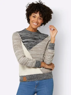 Pullover| Pullover in Melange-Qualität taupe-schwarz-meliert
