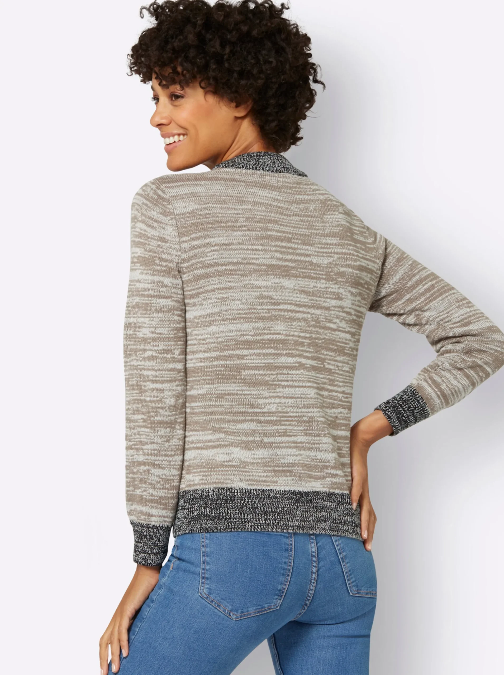 Pullover| Pullover in Melange-Qualität taupe-schwarz-meliert