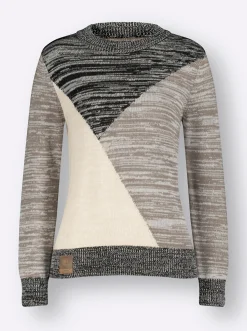 Pullover| Pullover in Melange-Qualität taupe-schwarz-meliert