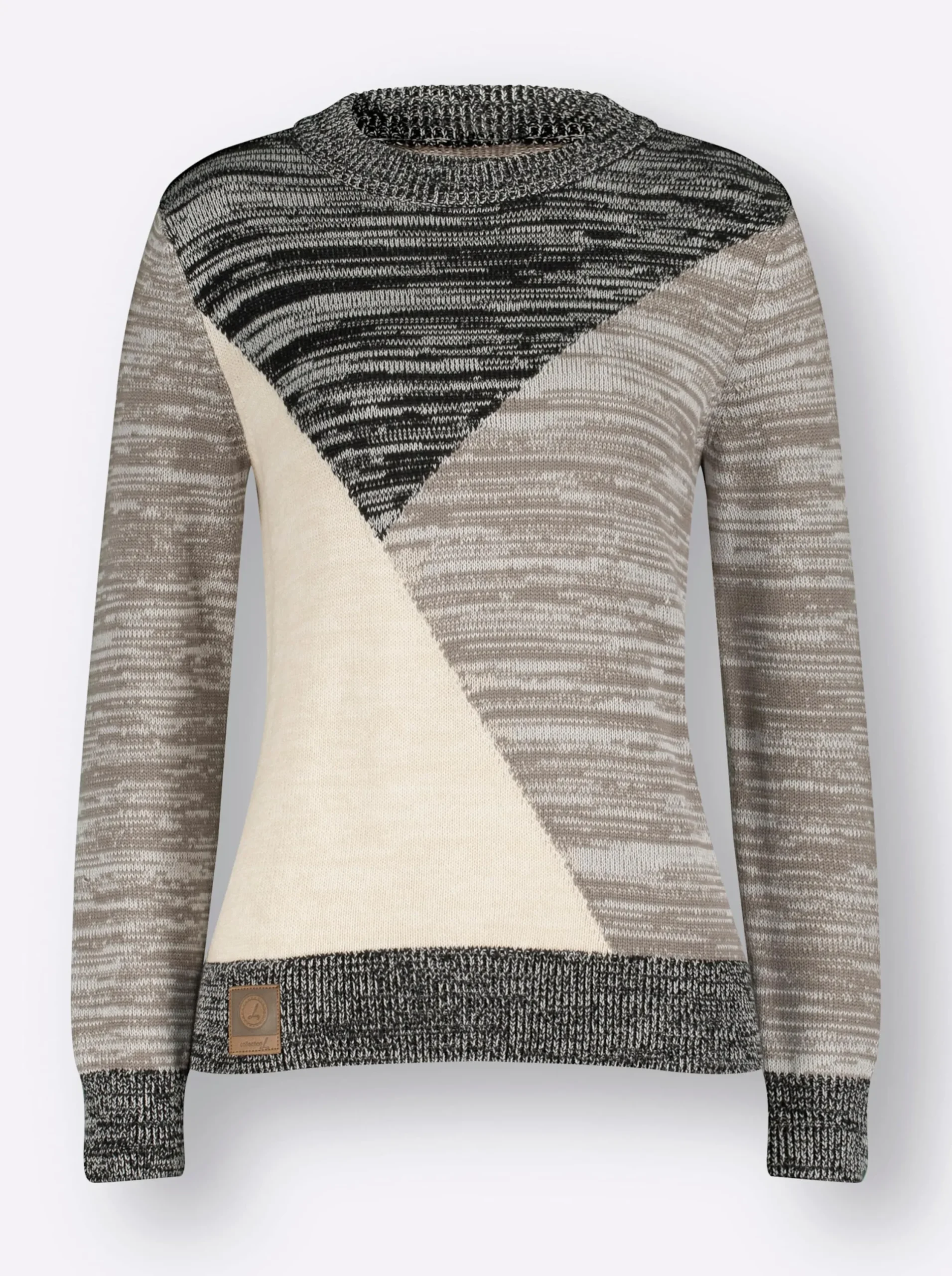 Pullover| Pullover in Melange-Qualität taupe-schwarz-meliert